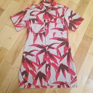 Marni leaf pattern collared dress Sz 38 grey